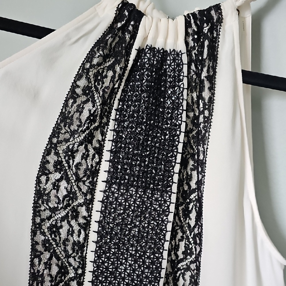 Kobi Halperin Black White Embellished Halter Rope Neck And Tie Tank Top Large - Picture 5 of 13